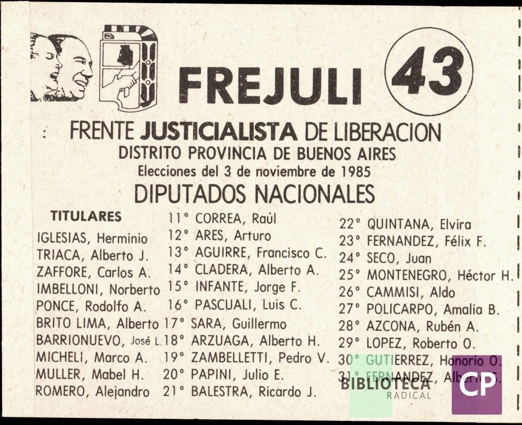 FREJULI - FRENTE JUSTICIALISTA DE LIBERACIÓN